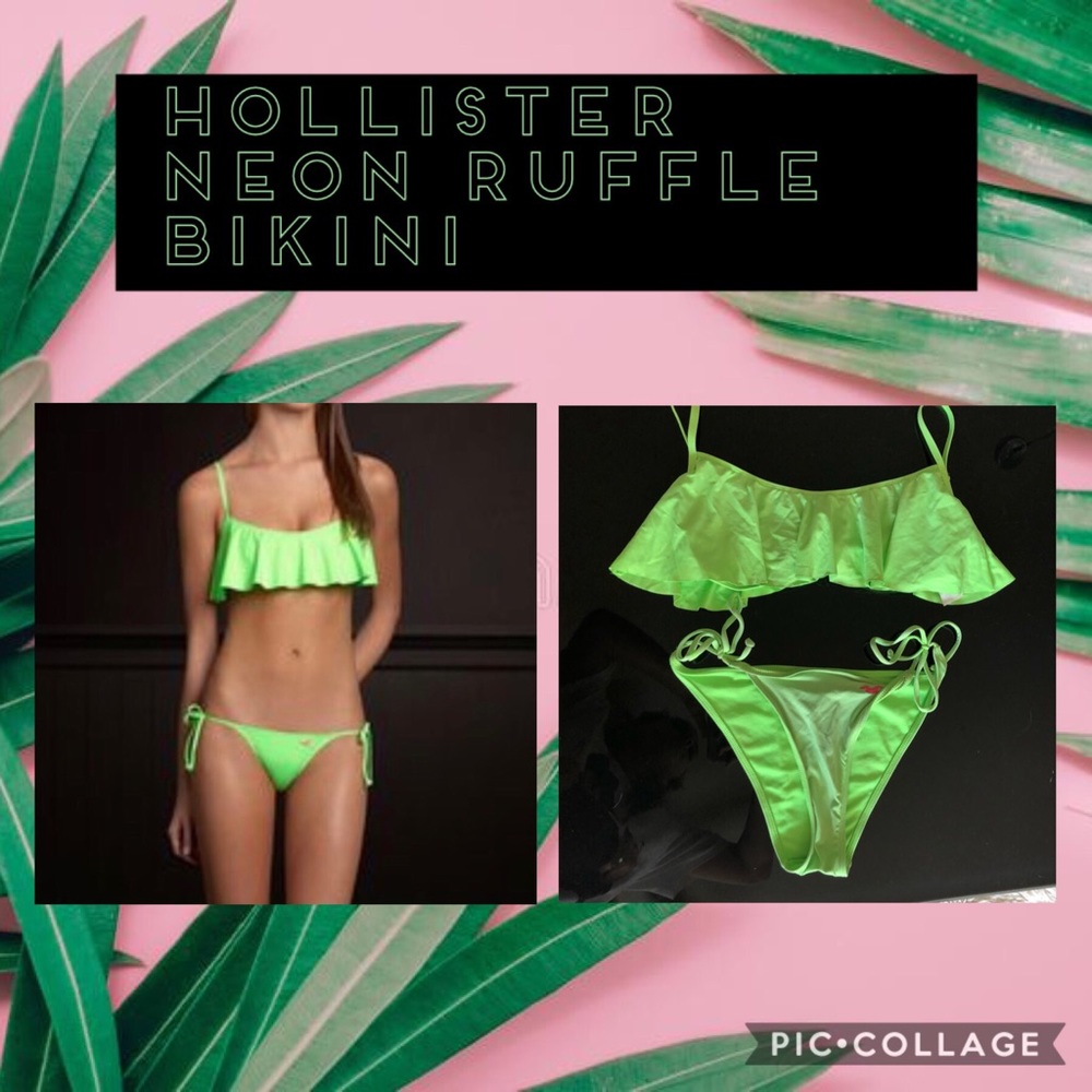 🌵 Hollister Neon Green Ruffle Bikini